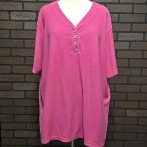 Avenue Sport Pink Short Sleeve V-Neck Shirt Plus Size 22 24